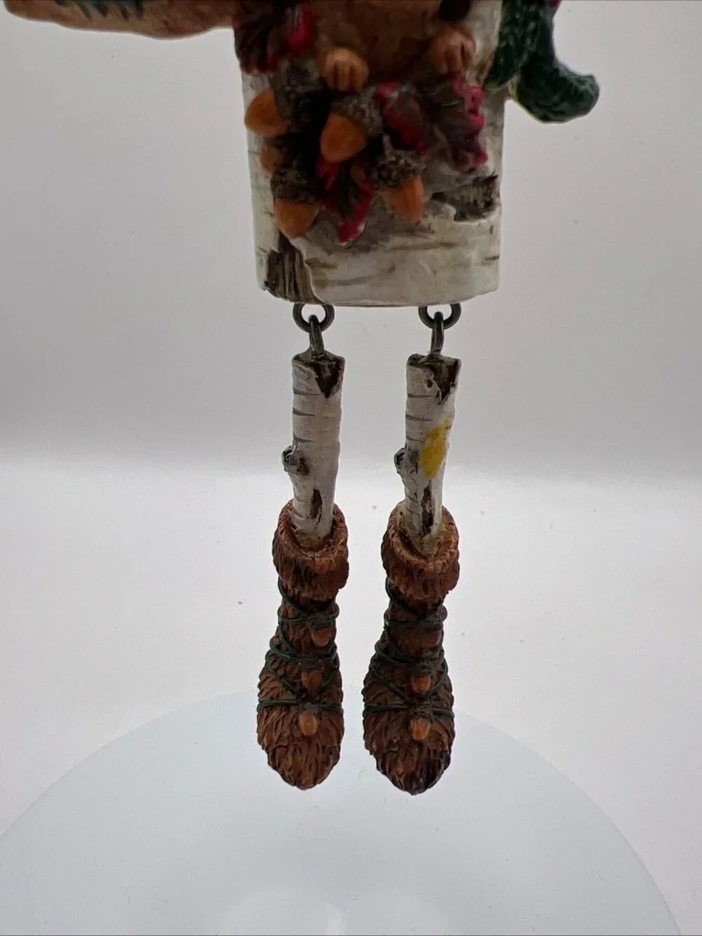Kurt Adler Hinged Leg Santa Christmas Ornament Squirrel Acorn Birch Tree Trunk